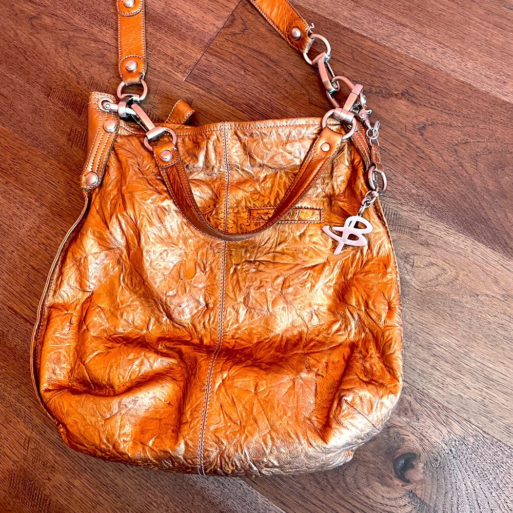 B Makowsky Bronze Leather Tote Bag
